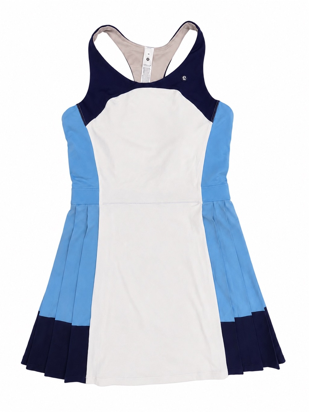 NWT Lululemon Court Champ Racerback Tennis Dress White Blue Built Bra $148 RARE - Picture 2 of 9